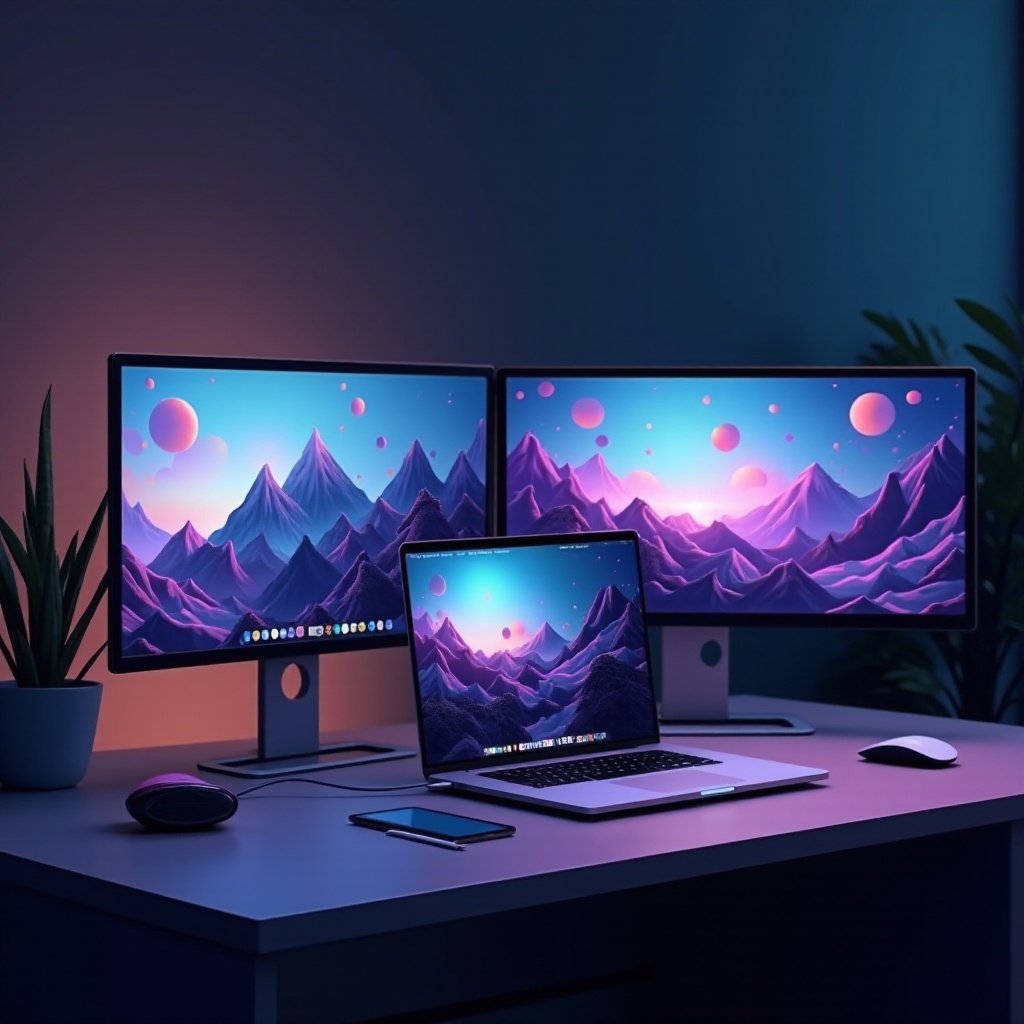 Конфигурация с 3 мониторами и ноутбуком