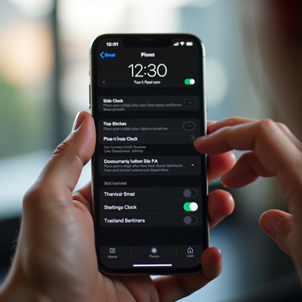 как включить горизонтальные часы на iphone