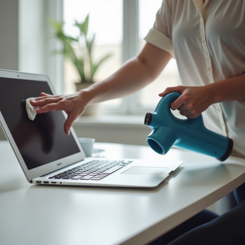 كيفية تنظيف MacBook Air باستخدام منفاخ هواء
